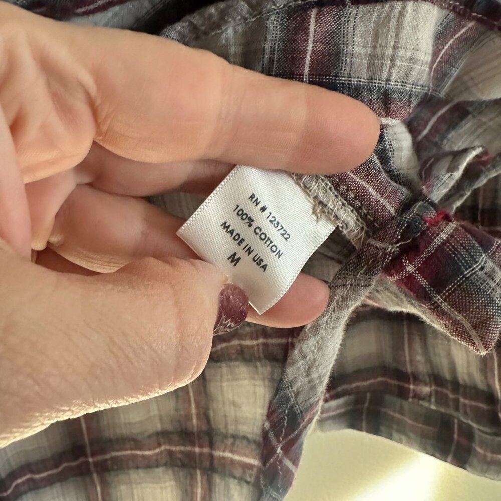 Xirena Plaid Collared Cotton Half Button Tunic To… - image 5